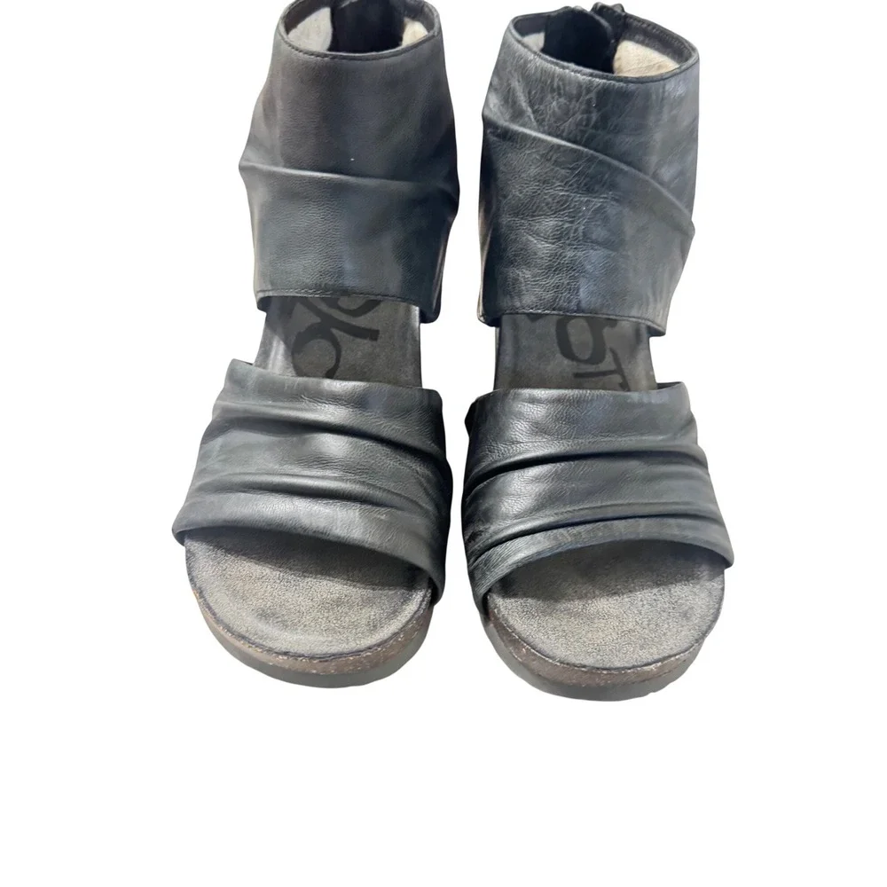 OTBT Patchouli Heeled Sandals‎ Women 9M Black Excellent Leather Open Toe Cutout